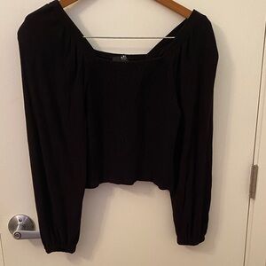 Able Black Textured Crop Top